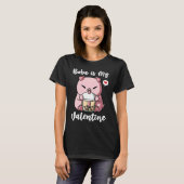 Boba Tea is My Valentine Pig Anti Valentines Day Tシャツ (正面フル)