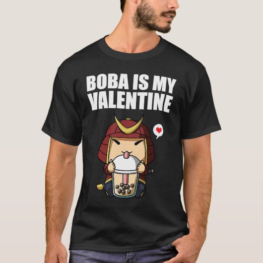 Boba Tea is My Valentine Samurai Anti Valentines D Tシャツ (正面)