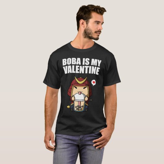 Boba Tea is My Valentine Samurai Anti Valentines D Tシャツ (正面フル)
