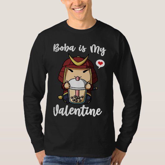 Boba Tea is My Valentine Samurai Anti Valentines D Tシャツ (正面)