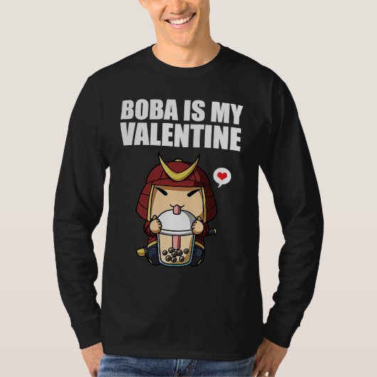 Boba Tea is My Valentine Samurai Anti Valentines D Tシャツ (正面)