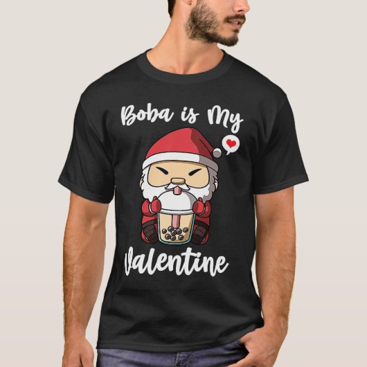 Boba Tea is My Valentine Santa Clause Anti Valenti Tシャツ (正面)