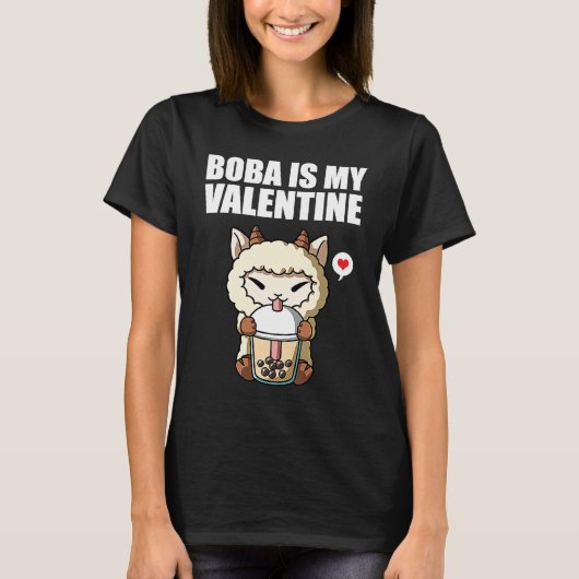 Boba Tea is My Valentine Sheep Anti Valentines Day Tシャツ (正面)