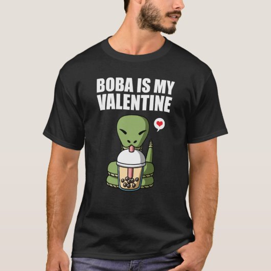 Boba Tea is My Valentine Snake Anti Valentines Day Tシャツ (正面)