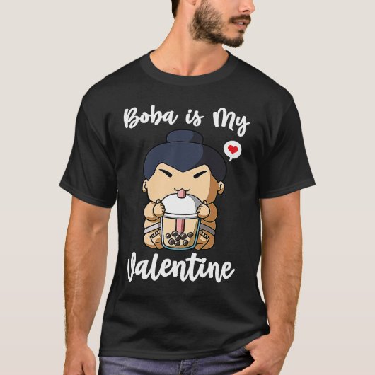 Boba Tea is My Valentine Sumo Wrestler Anti Valent Tシャツ (正面)