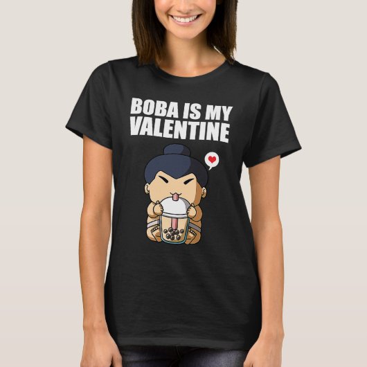Boba Tea is My Valentine Sumo Wrestler Anti Valent Tシャツ (正面)