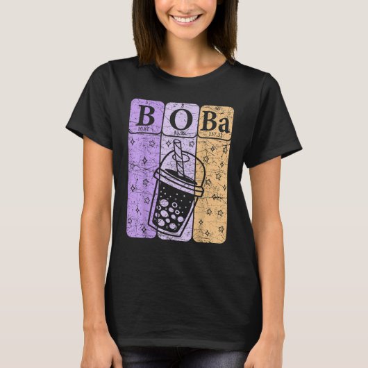 Boba Tea Periodic Table Elements Bubble Tea Nerd Tシャツ (正面)