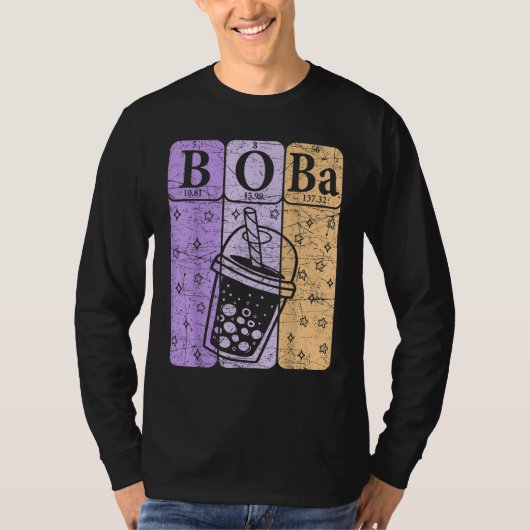 Boba Tea Periodic Table Elements Bubble Tea Nerd Tシャツ (正面)