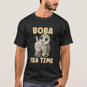 Boba Tea Time Cute Kawaii Animal Turtle Drinking B Tシャツ (正面)