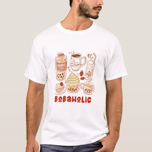 Bobaholic Boba Tea Bubbles Milk Tシャツ (正面)