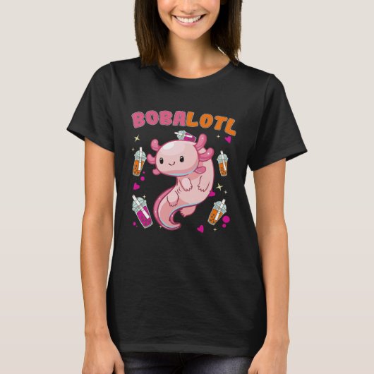 Bobalotl Axolotl Boba Tea Bubble Milk 1 Tシャツ (正面)