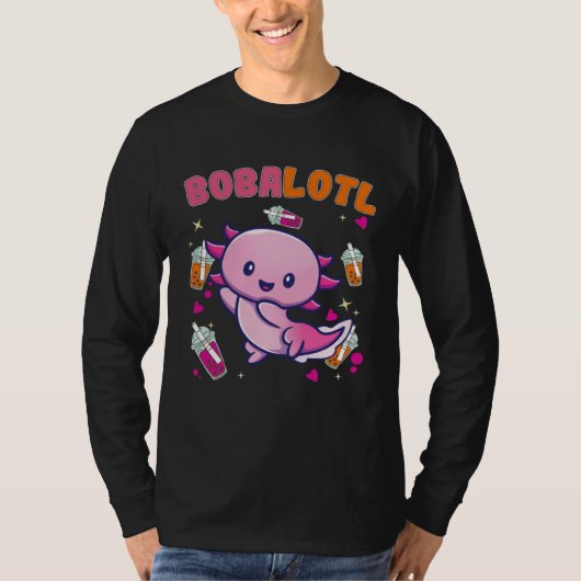 Bobalotl Axolotl Boba Tea Bubble Milk  4 Tシャツ (正面)