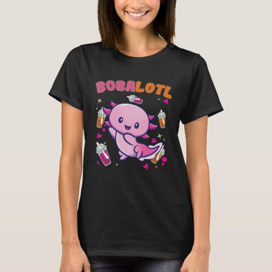 Bobalotl Axolotl Boba Tea Bubble Milk  4 Tシャツ (正面)