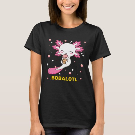 Bobalotl Axolotl Boba Tea Bubble Milk Girls kids Tシャツ (正面)