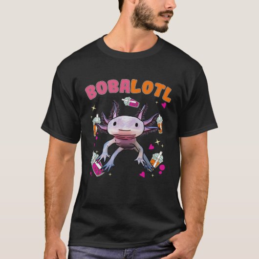 Bobalotl Axolotl Boba Tea Bubble Milk Tシャツ (正面)