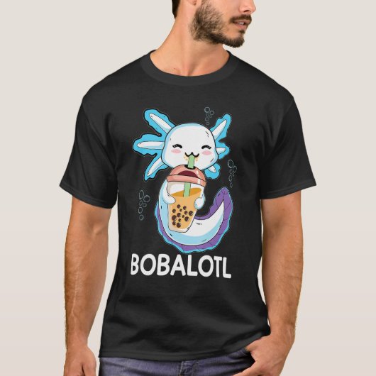 Bobalotl Axolotl Milk Tea Axolotl Drinking Boba Te Tシャツ (正面)