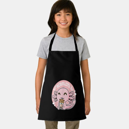 Bobalotl Cute Axolotl Boba Bubble Milk Tea エプロン (インサイチュ)