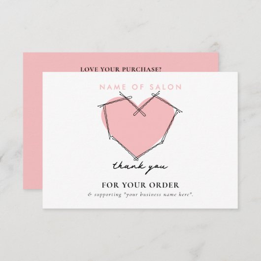 Bobby Pinsロゴ美容師ピンクサンキュー サンキューカード (正面/裏面)