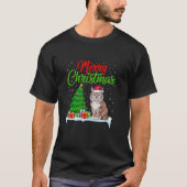 BobcatクリスマスツリーのライトおもしろいクリスマスBobcat Lov Tシャツ (正面)