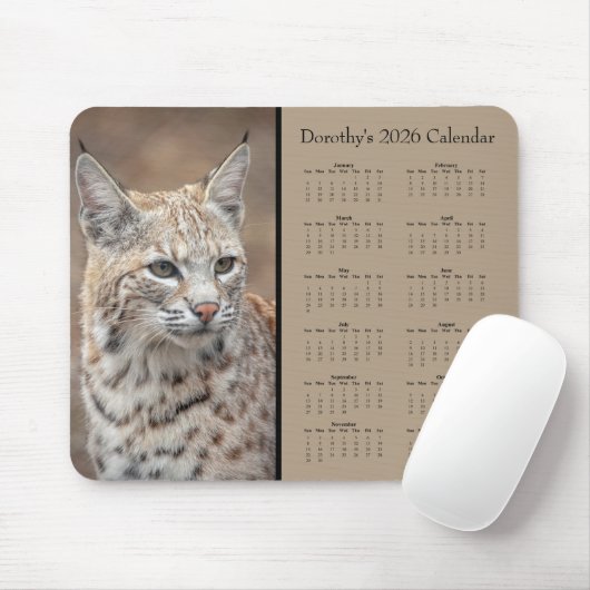 Bobcat customizable 2026 calendar マウスパッド (マウス)