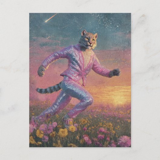 Bobcat in a Sparkly Pink Suit  ポストカード (正面)