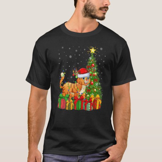 Bobcat  Xmas Holiday Santa Bobcat Christmas Tree Tシャツ (正面)