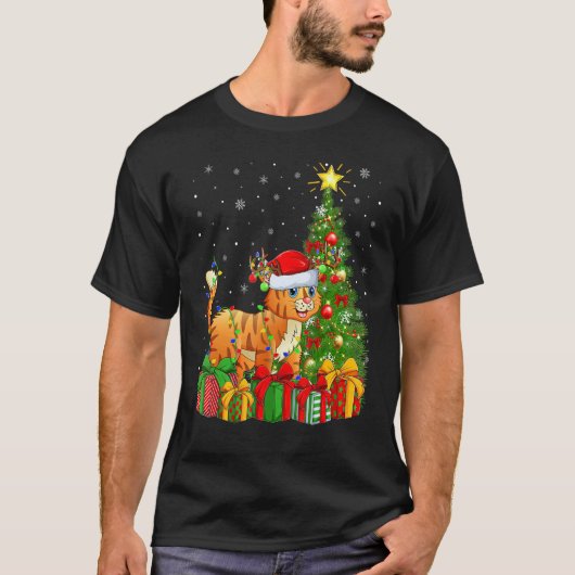 Bobcat   Xmas Holiday Santa Bobcat Christmas Tree Tシャツ (正面)