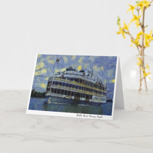 Bobloのボートの星明かりの夜 カード (黄色い花)