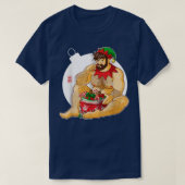 Bobo Bear – アダムはサンタの贈り物が好き – クリスマス Tシャツ (デザイン正面)