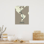 Bobolink Migration Map – Minimalist Vintage ポスター (キッチン)