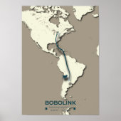Bobolink Migration Map – Minimalist Vintage ポスター (正面)