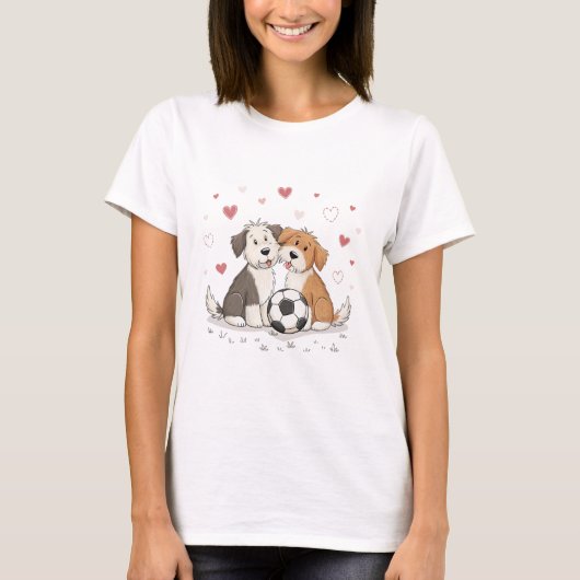Bobtail  with soccer ball for Valentine's Day Tシャツ (正面)