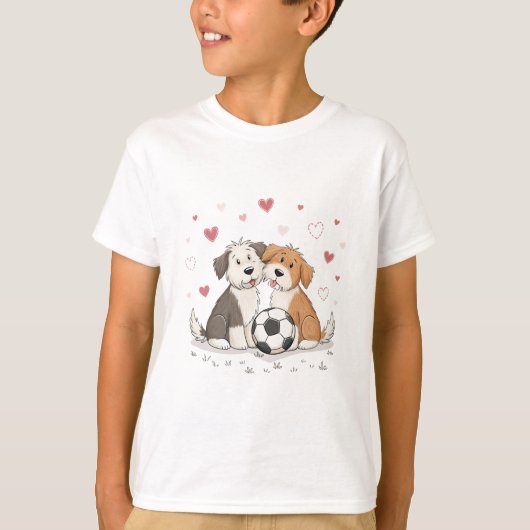 Bobtail  with soccer ball for Valentine's Day Tシャツ (正面)