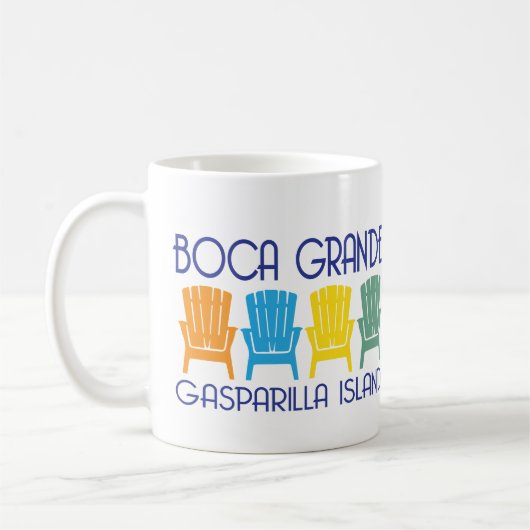 BocaグランデGasparillaの島のフロリダのビーチチェア コーヒーマグカップ (左)