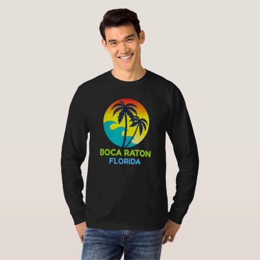 Boca Raton Florida Beach Trip Tropical Retro Tシャツ (正面フル)