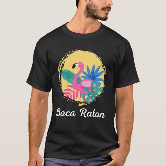 Boca Raton Florida Beach Tropical  Flamingo Tシャツ (正面)