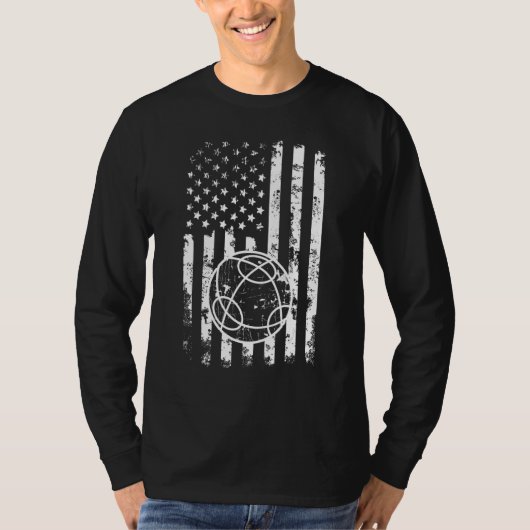 Bocce Ball Player USA Flag Patriotic 3 Tシャツ (正面)