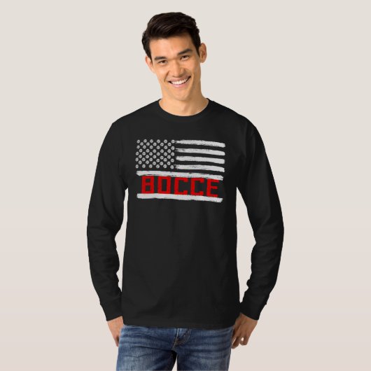 Bocce Ball Player USA Flag Patriotic Tシャツ (正面フル)