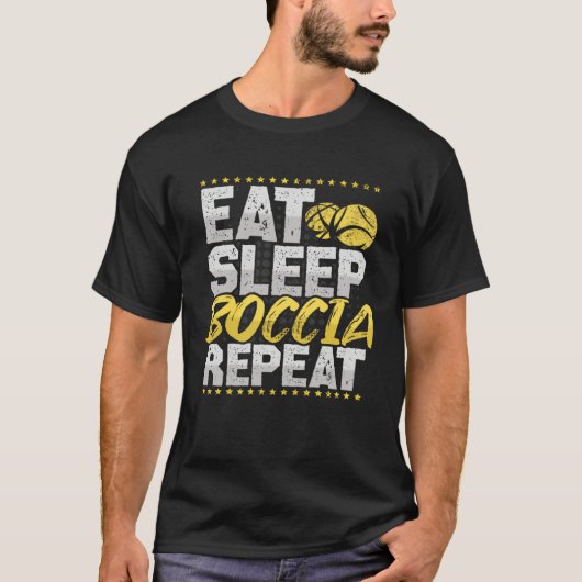 Boccia Eat Sleep Repeat Target Boule Game Hobby Bo Tシャツ (正面)