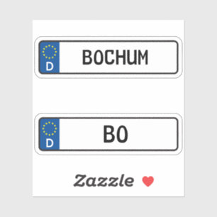 Bochum kennzeichen、ドイツ自動車免許プレート シール