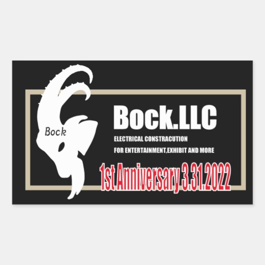 Bock.LLC　1st Anniversary ステッカー　スクエア 長方形シール (正面)