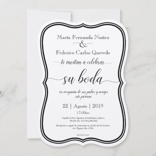 BODA編集クラシック可能スペインの結婚式招待状 招待状 (正面)