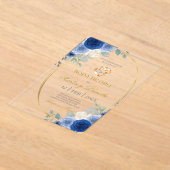 Boda de oro con flor azul アクリル招待状 (レイダウン)