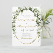 Boda de oro con ramo de flores blancas 招待状 (スタンド正面)