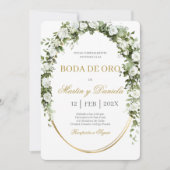 Boda de oro con ramo de flores blancas 招待状 (正面)