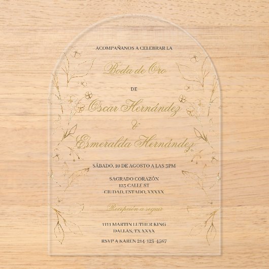 Boda de oro editable アクリル招待状 (正面)