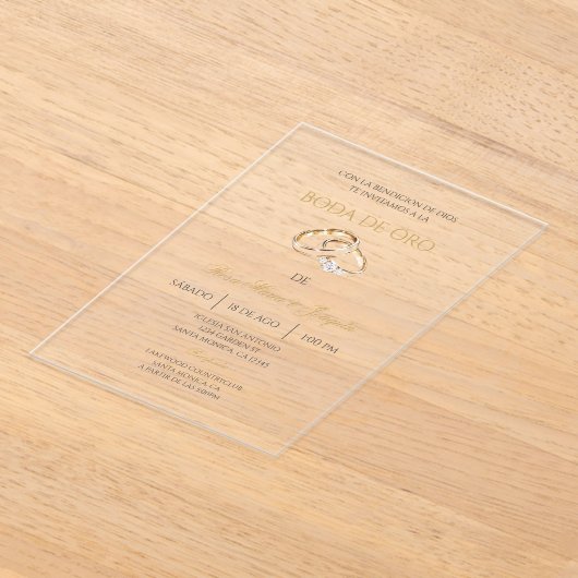 Boda de oro editable アクリル招待状 (レイダウン)