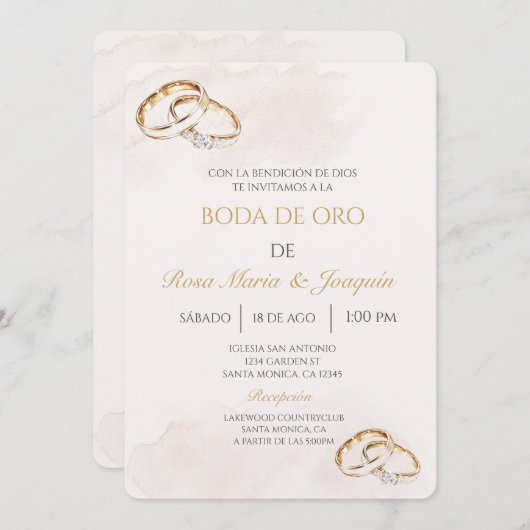 Boda de oro editable 招待状 (正面/裏面)