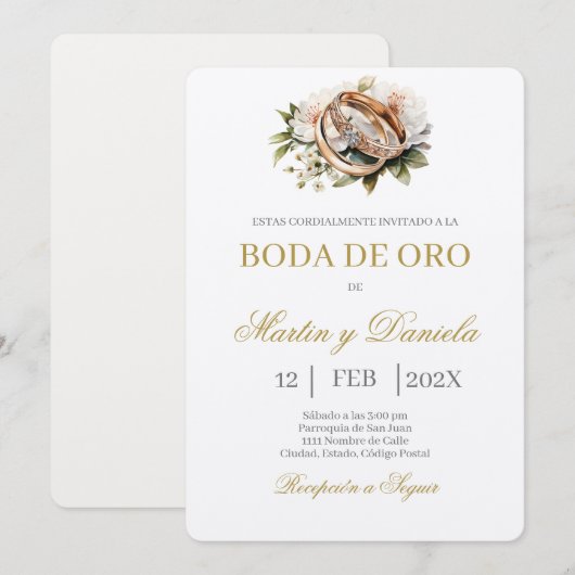 Boda de oro editable 招待状 (正面/裏面)