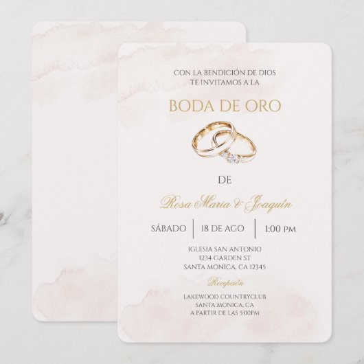 Boda de oro editable 招待状 (正面/裏面)